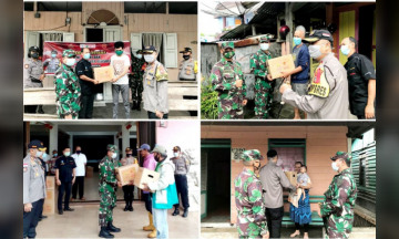 Sinergitas TNI-POLRI dan Paguyuban Sosial Marga Tionghoa Indonesia (PSMTI) Peduli Masyarakat Terdampak Covid-19 di Wilayah Dabo Singkep